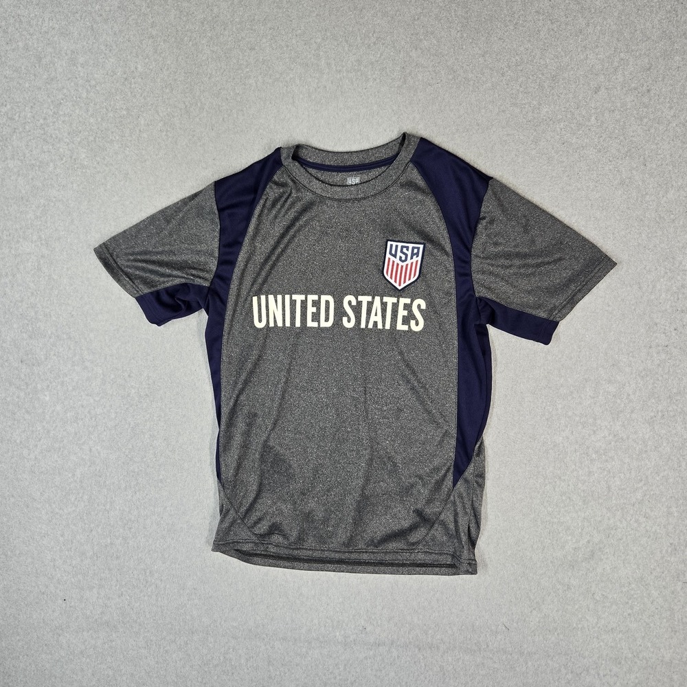 United States Men Shirt S Gray USA Colorblock Crest Activewear Logo Pullover Tee